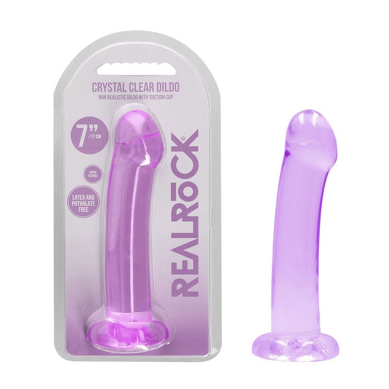 REALROCK Non Realistic Dildo With Suction Cup - 17 cm - Purple 17 cm Dong - silkandsin