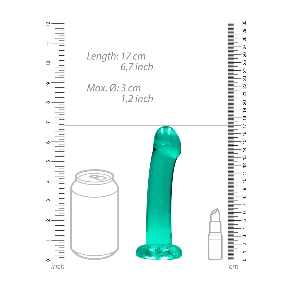 REALROCK Non Realistic Dildo With Suction Cup - 17 cm - Turquoise - Turquoise 17 cm Dong - silkandsin