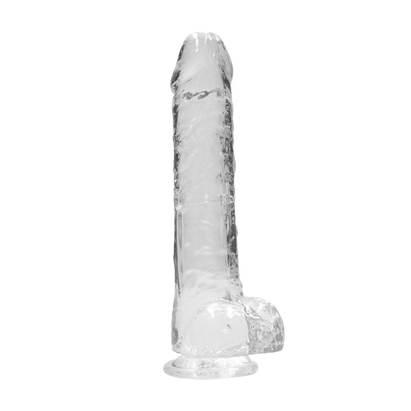 REALROCK Realistic Dildo With Balls 10'' - Clear 25 cm Dong - silkandsin
