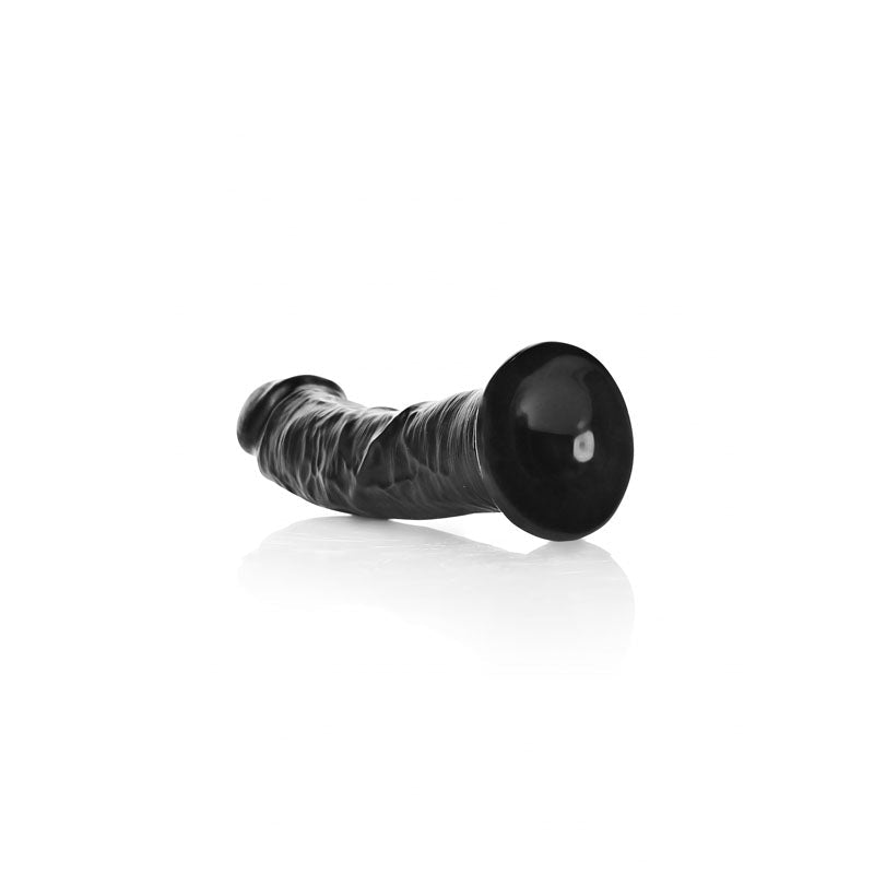 REALROCK Realistic Regular Curved Dildo with Suction Cup - 15.5 cm - Black 15.5 cm (6'') Dong - silkandsin
