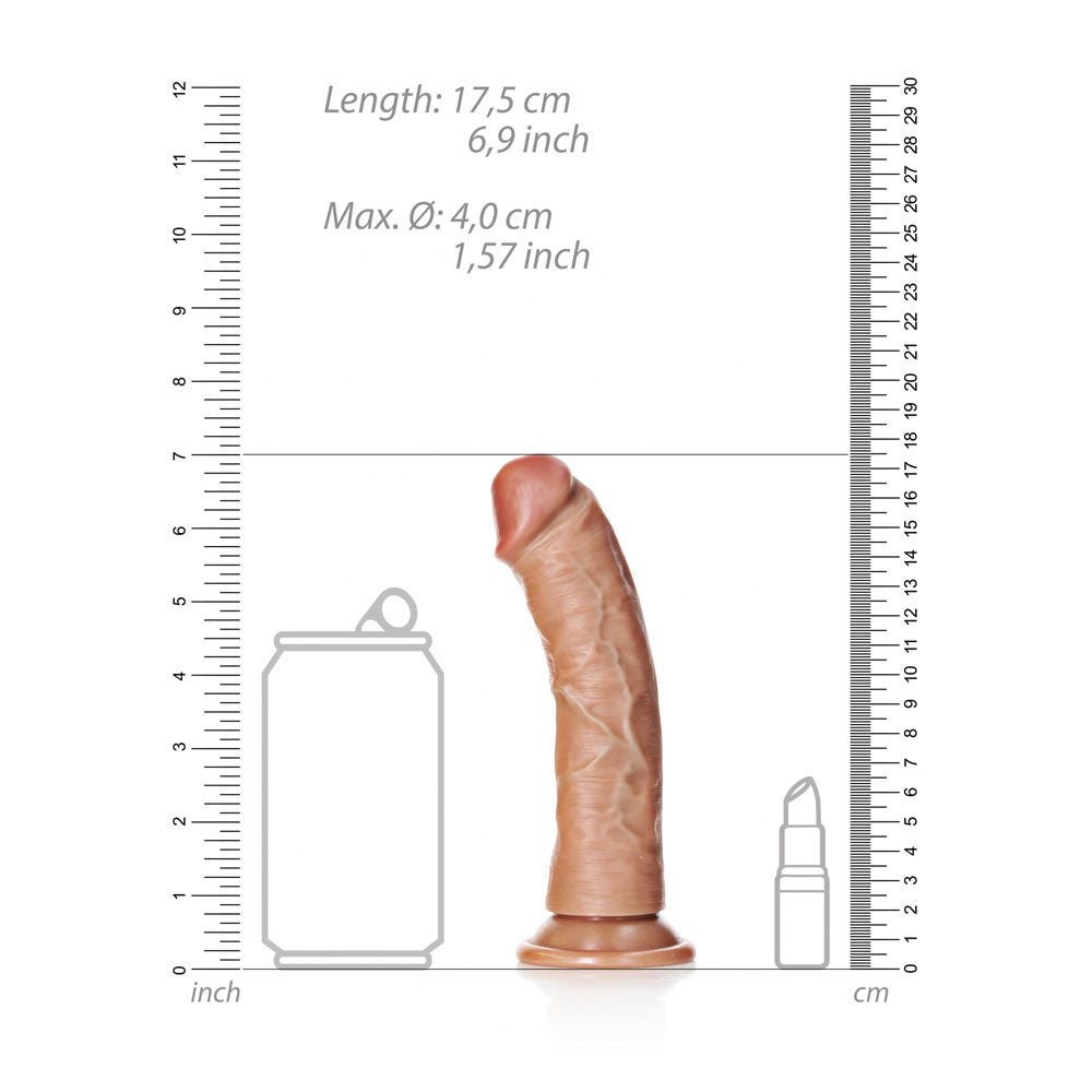 REALROCK Realistic Regular Curved Dildo with Suction Cup - 15.5 cm - Tan 15.5 cm (6'') Dong - silkandsin
