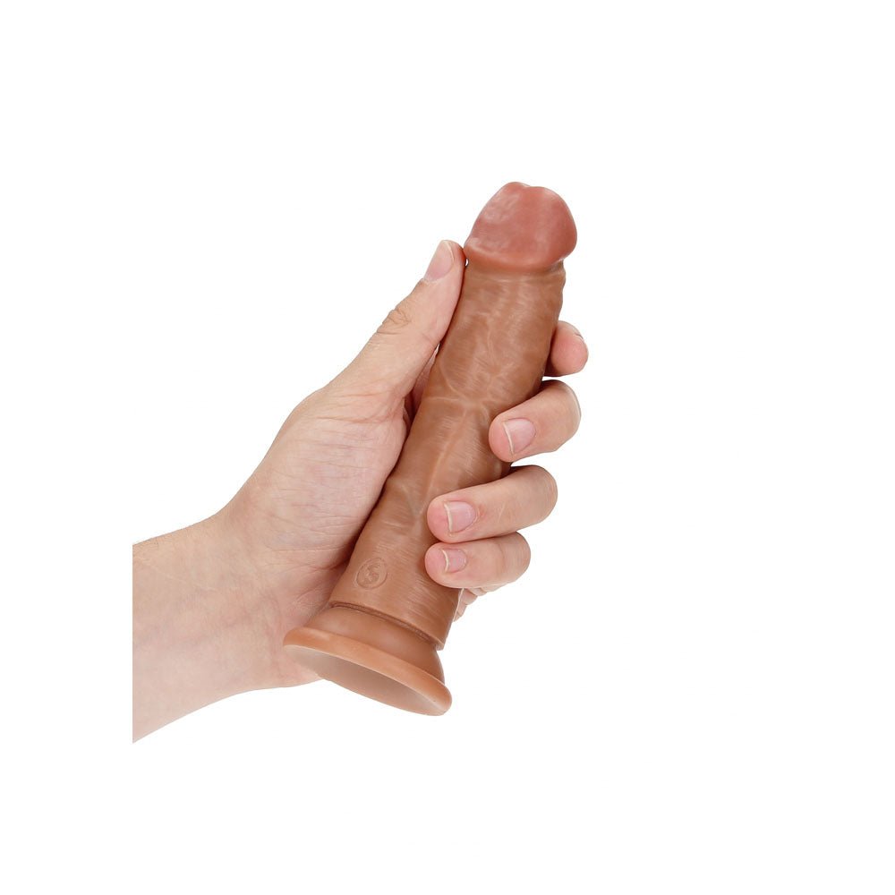 REALROCK Realistic Regular Curved Dildo with Suction Cup - 15.5 cm - Tan 15.5 cm (6'') Dong - silkandsin