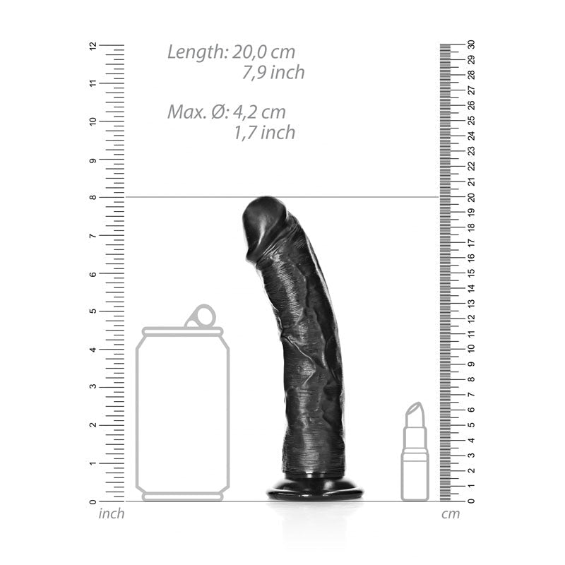 REALROCK Realistic Regular Curved Dildo with Suction Cup - 18 cm - Black 18 cm (7'') Dong - silkandsin