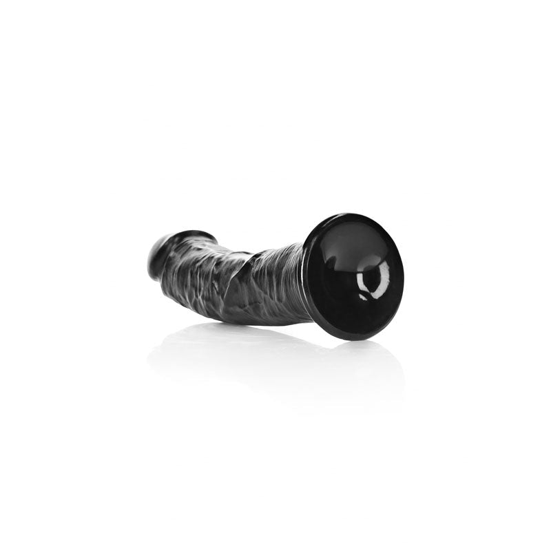 REALROCK Realistic Regular Curved Dildo with Suction Cup - 18 cm - Black 18 cm (7'') Dong - silkandsin