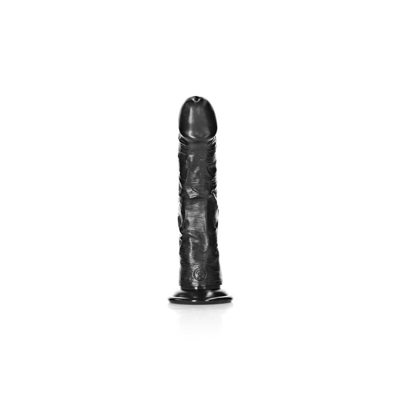REALROCK Realistic Regular Curved Dildo with Suction Cup - 18 cm - Black 18 cm (7'') Dong - silkandsin