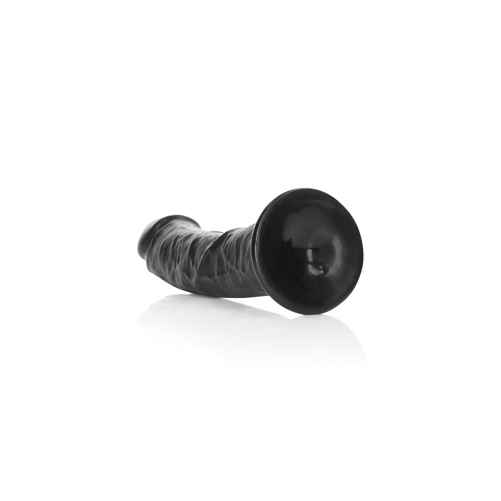 REALROCK Realistic Regular Curved Dildo with Suction Cup - 20 cm - Black 20 cm (8'') Dong - silkandsin