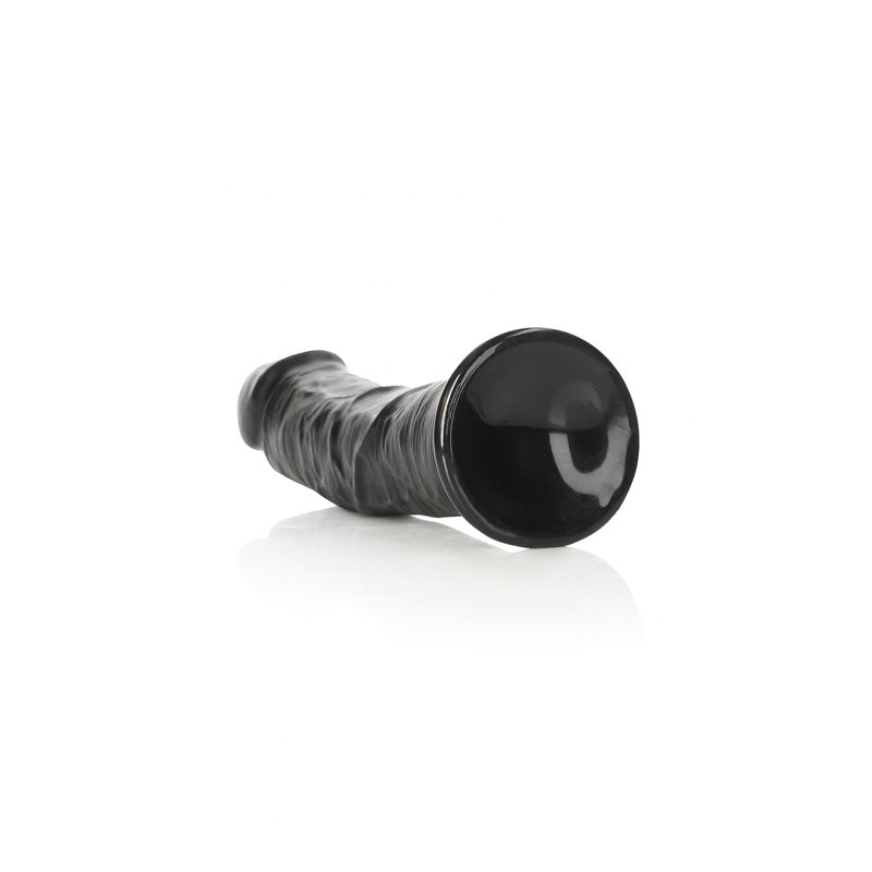 REALROCK Realistic Regular Curved Dildo with Suction Cup - 23 cm - Black 23 cm (9'') Dong - silkandsin