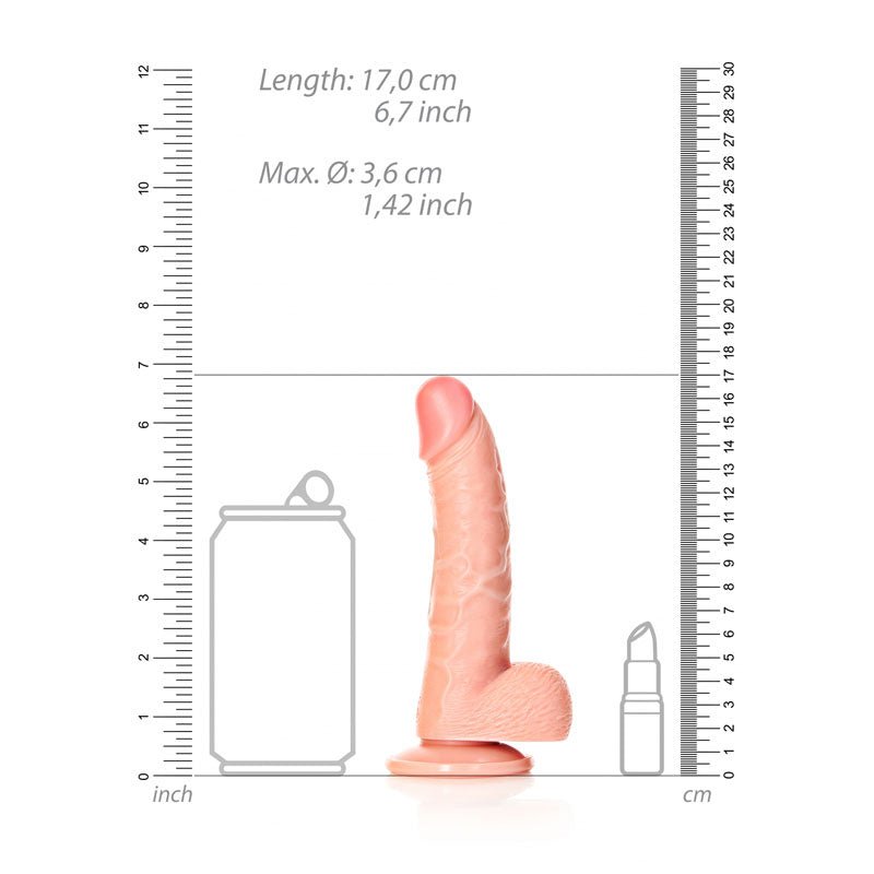 REALROCK Realistic Regular Curved Dong with Balls - 15.5 cm - Flesh 15.5 cm (6'') Dong - silkandsin