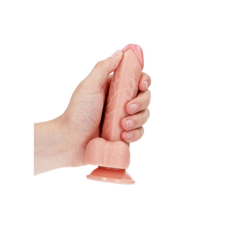REALROCK Realistic Regular Curved Dong with Balls - 15.5 cm - Flesh 15.5 cm (6'') Dong - silkandsin