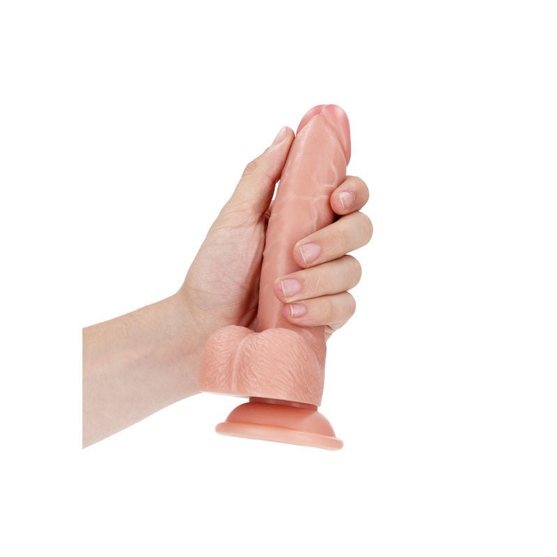 REALROCK Realistic Regular Curved Dong with Balls - 18 cm - Flesh 18 cm (7'') Dong - silkandsin