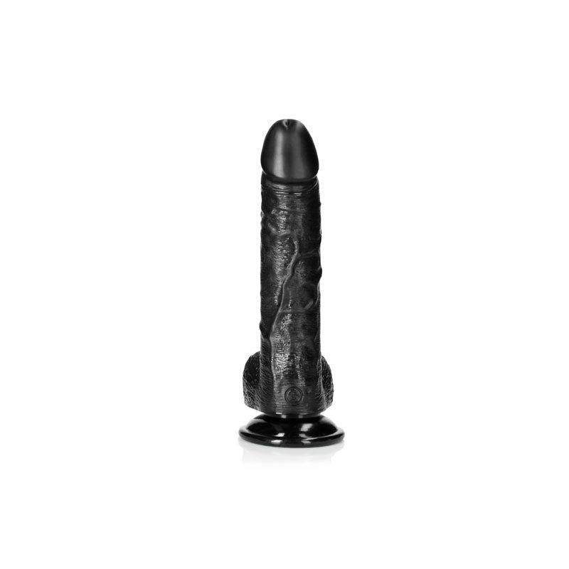 REALROCK Realistic Regular Curved Dong with Balls - 20.5 cm - Black 20.5 cm (8'') Dong - silkandsin