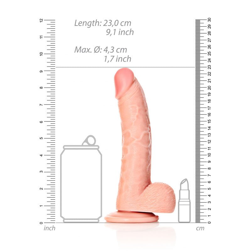 REALROCK Realistic Regular Curved Dong with Balls - 20.5 cm - Flesh 20.5 cm (8'') Dong - silkandsin