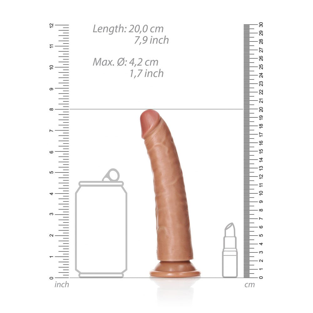 REALROCK Realistic Slim Dildo with Suction Cup - 18cm - Tan 18 cm (7'') Dong - silkandsin