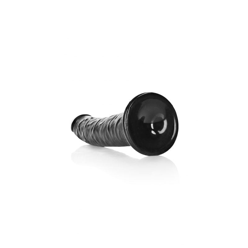 REALROCK Realistic Slim Dildo with Suction Cup - 20.5cm - Black 20.5 cm (8'') Dong - silkandsin