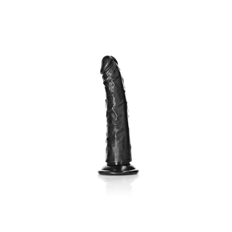 REALROCK Realistic Slim Dildo without Balls - 15.5 cm - Black 15.5 cm (6'') Dong - silkandsin