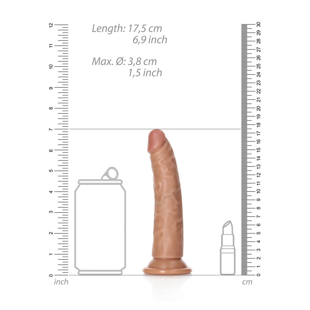 REALROCK Realistic Slim Dildo without Balls - 15.5 cm - Tan 15.5 cm (6'') Dong - silkandsin