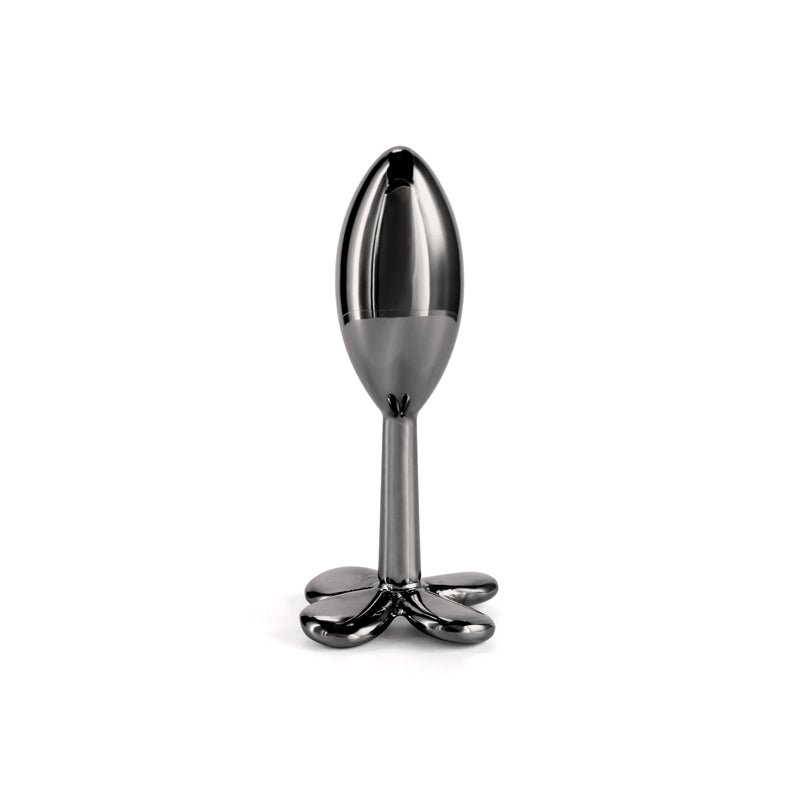 Rear Assets Clover - Gunmetal - Gunmetal 9.2 cm Metallic Butt Plug - Silk and Sin