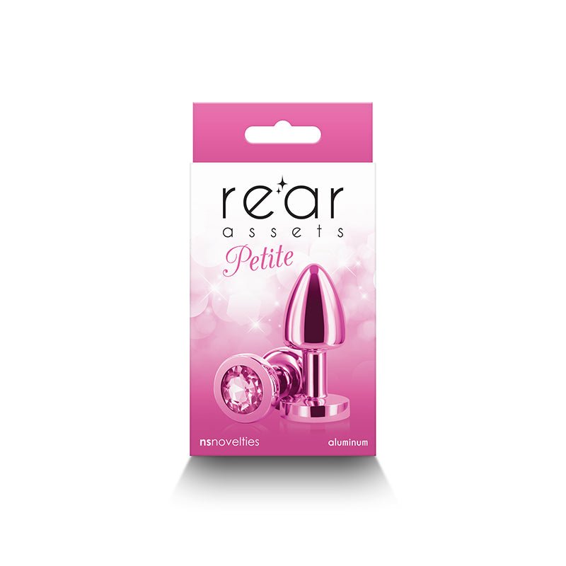 Rear Assets Petite - Pink - Pink 6 cm Metal Butt Plug with Pink Round Gem Base - Silk and Sin
