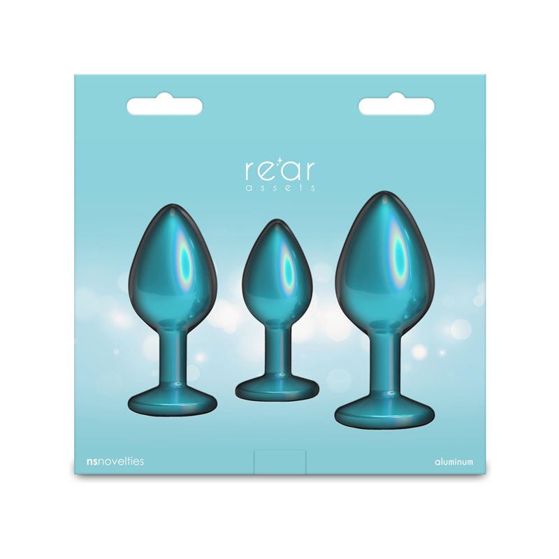Rear Assets Trainer Kit - Iridescent Teal - Iridescent Teal Metallic Butt Plugs - Set of 3 Sizes - Silk and Sin