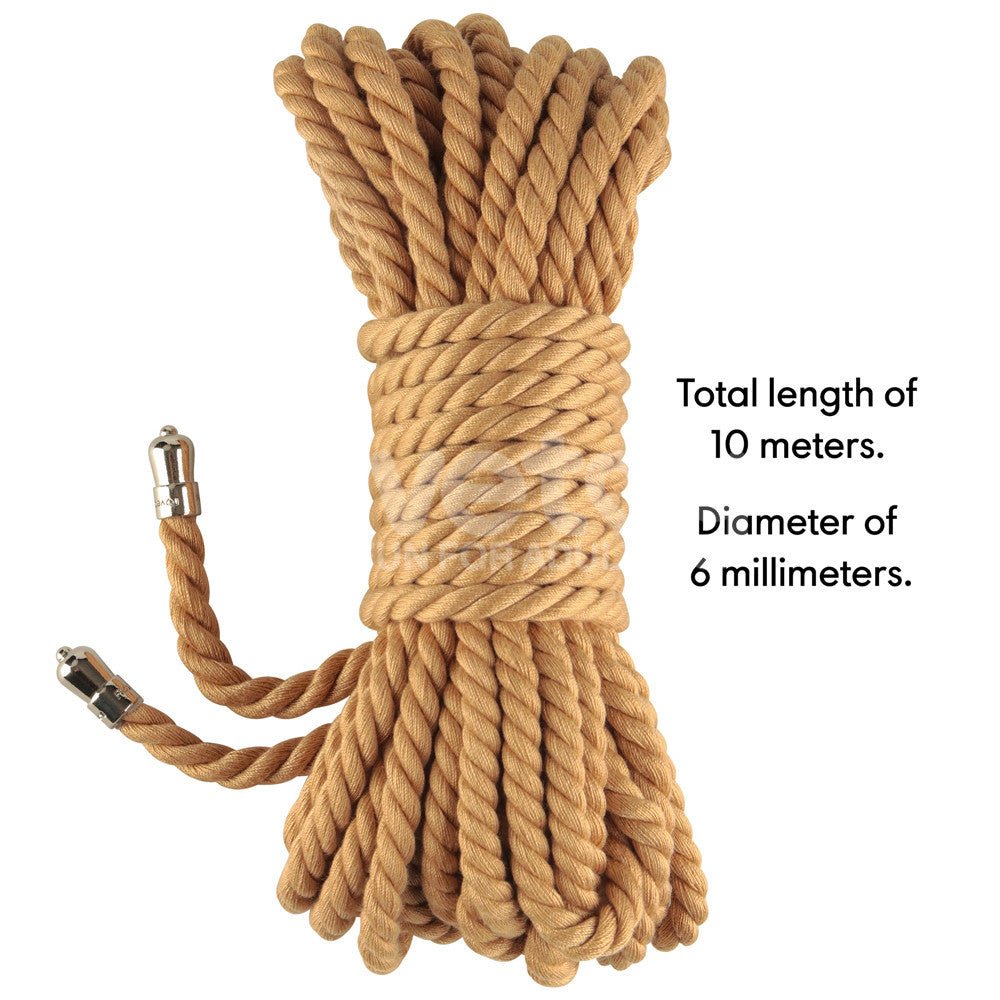 Rebellion Reign Bondage Rope - Natural - Natural Bondage Rope - 10 metre length - Silk and Sin