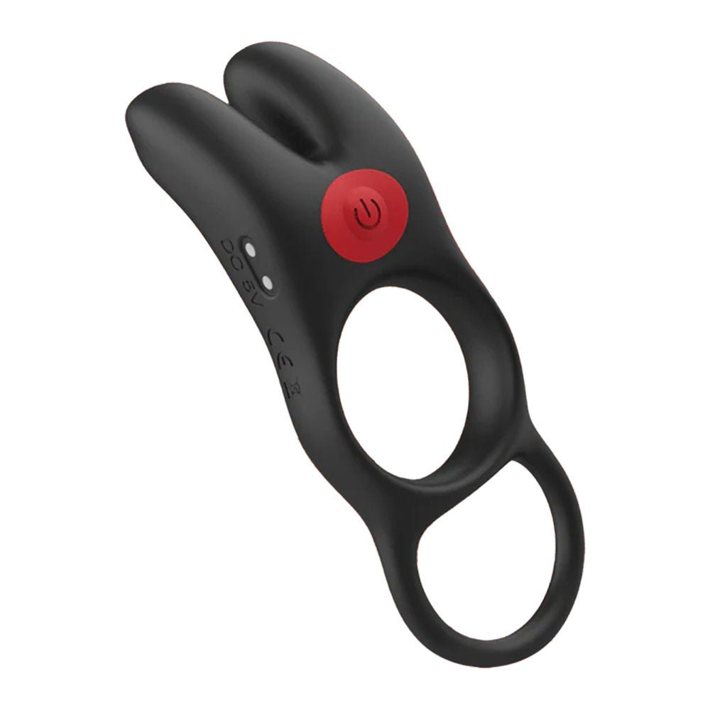 Red Dot Rings - V1 - Black USB Rechargeable Vibrating Cock Ring with Remote - silkandsin