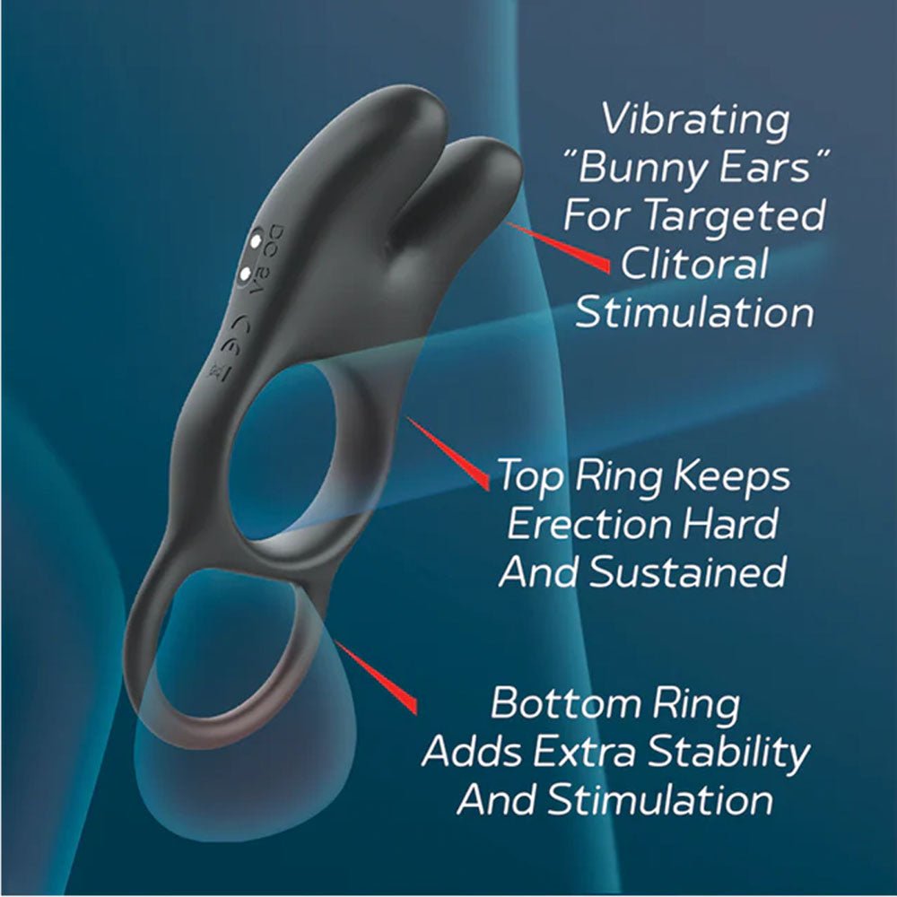 Red Dot Rings - V1 - Black USB Rechargeable Vibrating Cock Ring with Remote - silkandsin