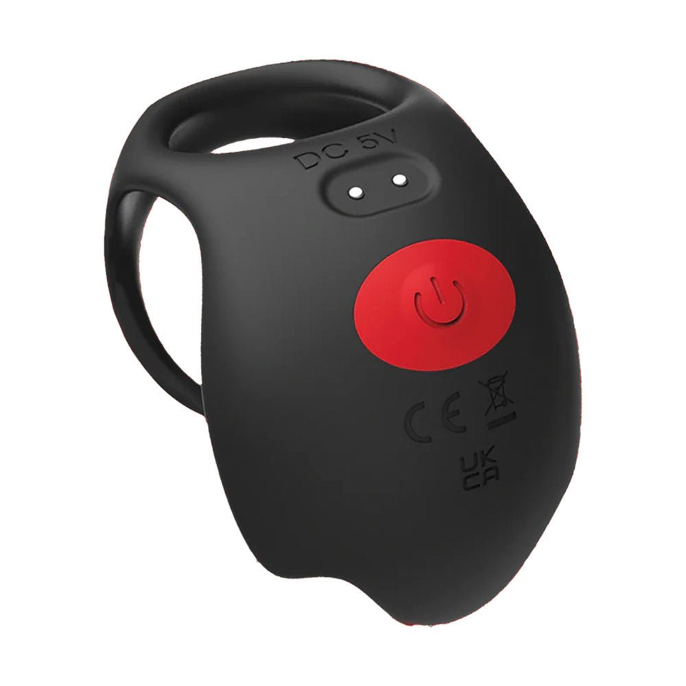 Red Dot Rings - V3 - Black USB Rechargeable Vibrating Cock & Ball Ring with Remote - silkandsin