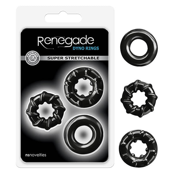 Renegade - Dyno Rings - Black Cock Rings - Set of 3 - Silk and Sin