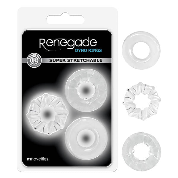 Renegade - Dyno Rings - Clear Cock Rings - Set of 3 - Silk and Sin