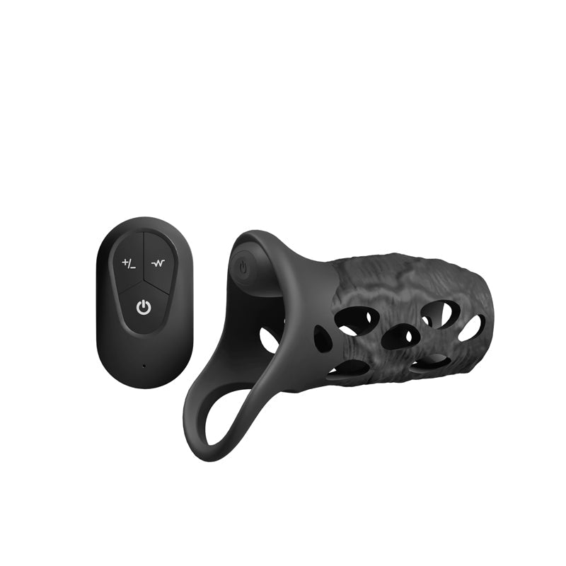 Renegade Edge - Black - Black USB Rechargeable Vibrating Penis Sleeve with Wireless Remote - Silk and Sin