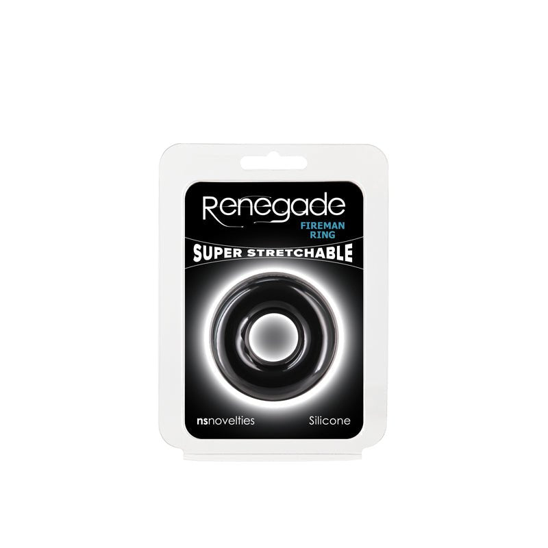Renegade Fireman Ring - Medium - Black - Black Medium Cock Ring - Silk and Sin