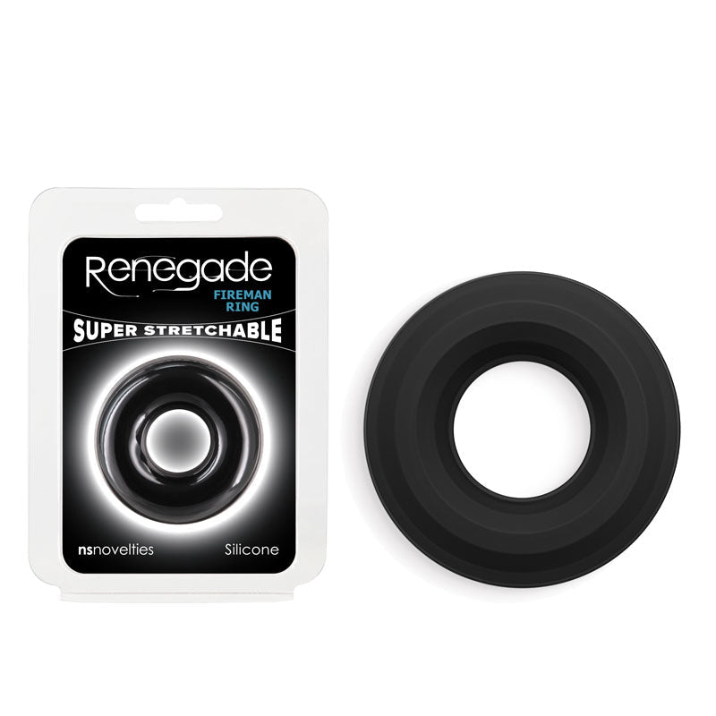 Renegade Fireman Ring - Medium - Black - Black Medium Cock Ring - Silk and Sin