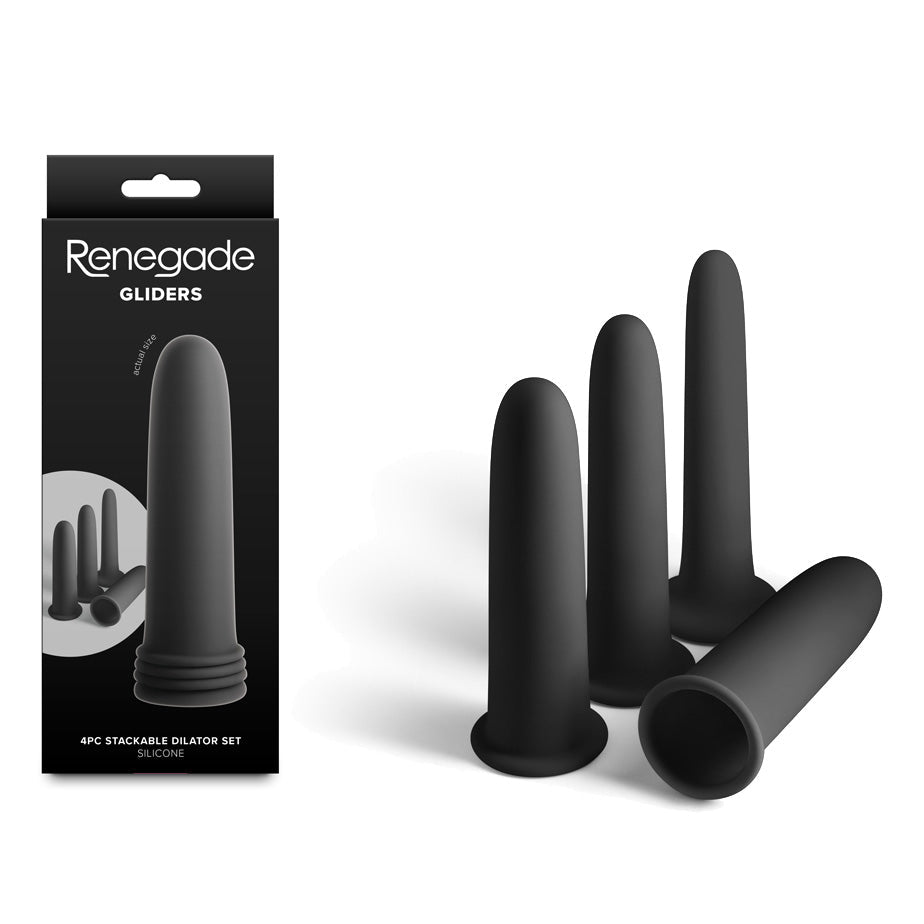 Renegade Gliders - Black - Black Anal Dilators - Set of 4 - Silk and Sin