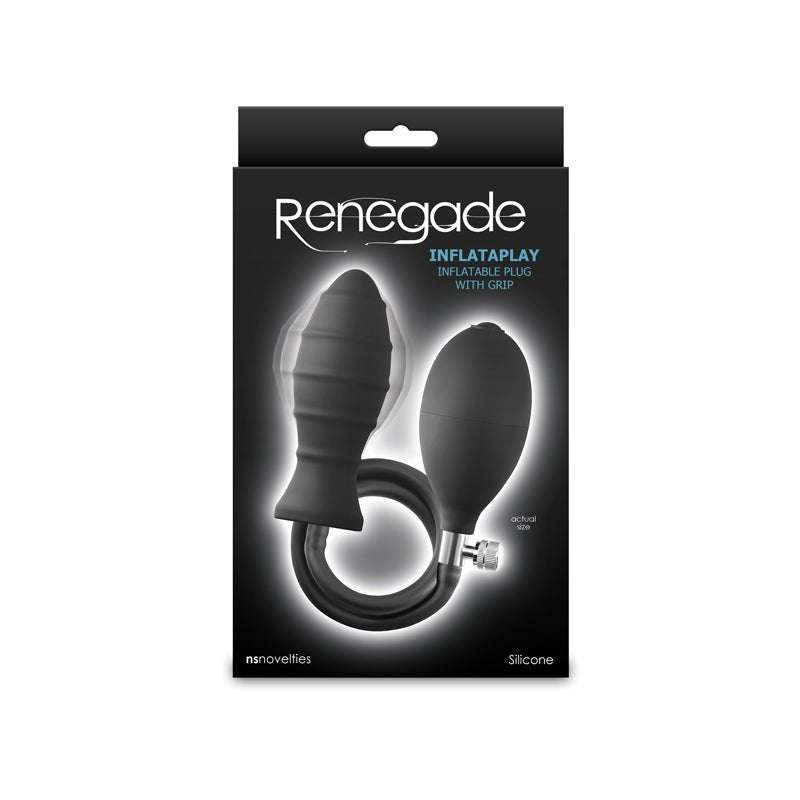 Renegade InflataPlay - Black - Black 10.5 cm Inflatable Butt Plug - Silk and Sin