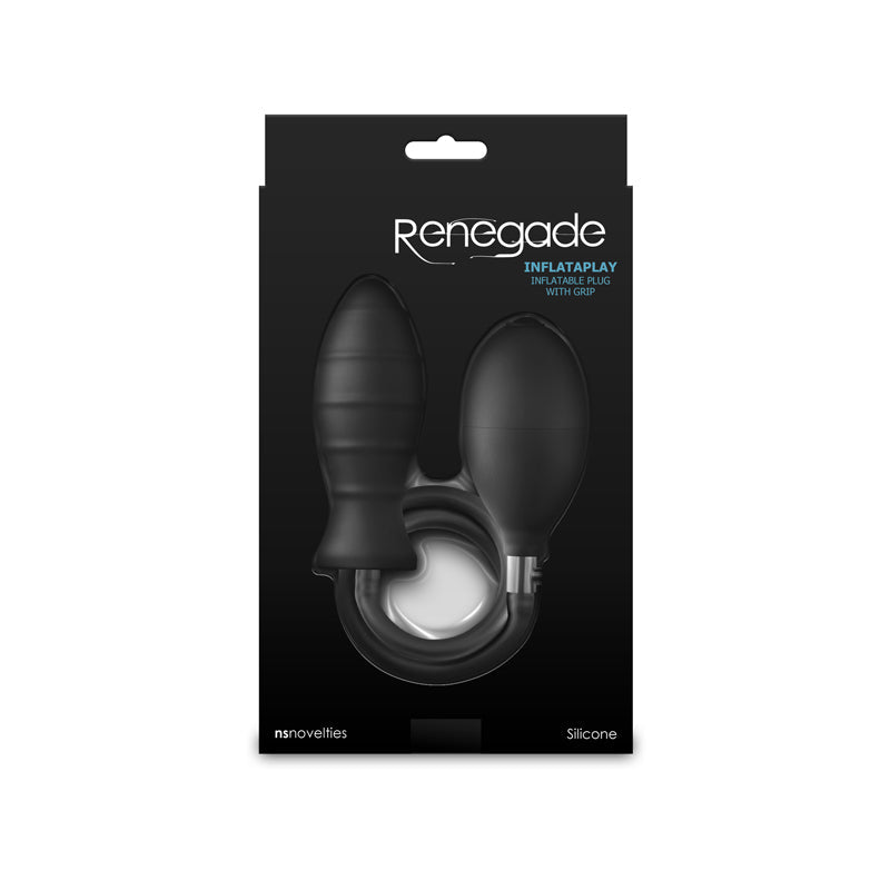 Renegade InflataPlay - Black - Black 10.5 cm Inflatable Butt Plug - Silk and Sin