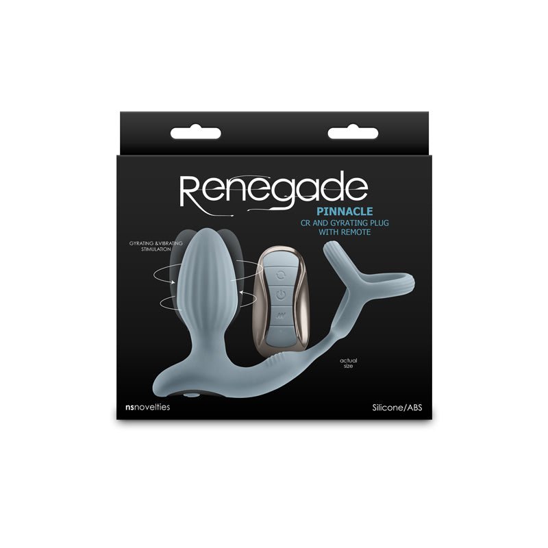 Renegade Pinnacle - Grey - Grey USB Rechargeable Vibrating Butt Plug with Cock Ring - Silk and Sin