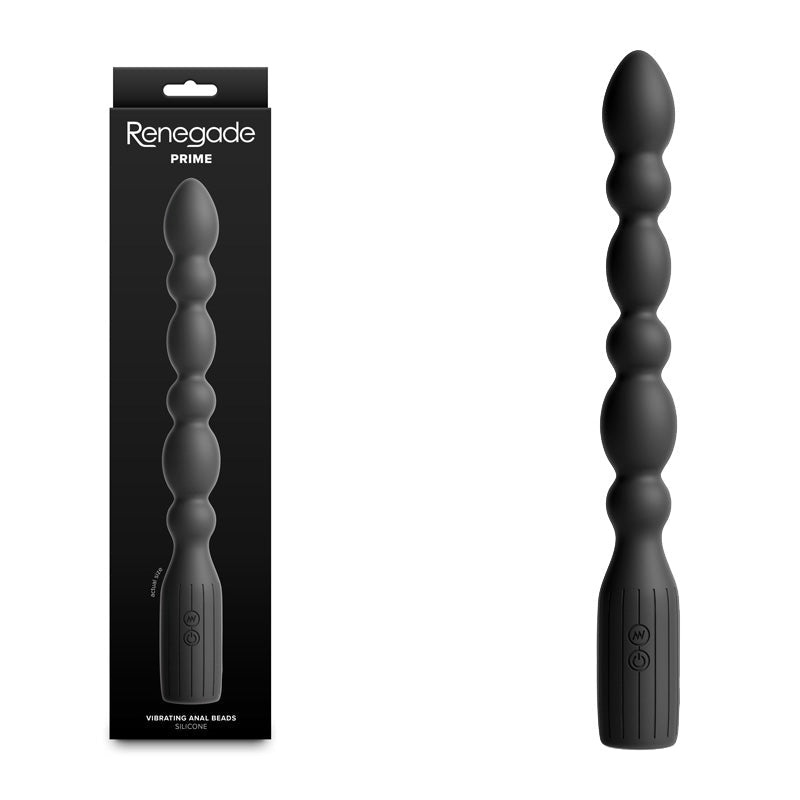 Renegade Prime - Black - Black 28.8 cm USB Rechargeable Vibrating Anal Beads - Silk and Sin