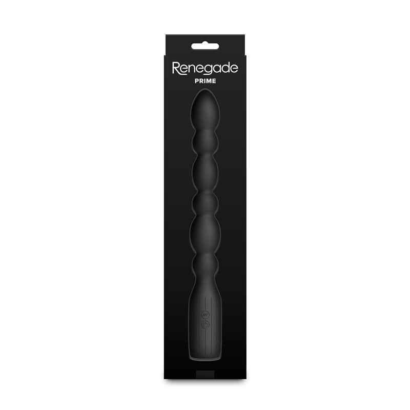 Renegade Prime - Black - Black 28.8 cm USB Rechargeable Vibrating Anal Beads - Silk and Sin
