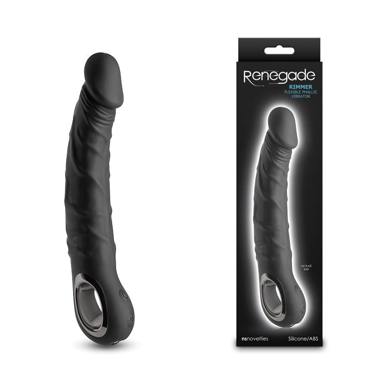 Renegade Rimmer - Black - Black 22 cm USB Rechargeable Vibrator - Silk and Sin