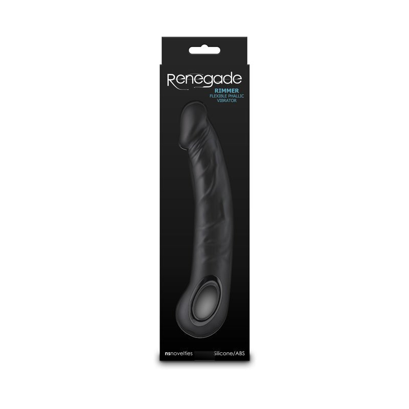 Renegade Rimmer - Black - Black 22 cm USB Rechargeable Vibrator - Silk and Sin