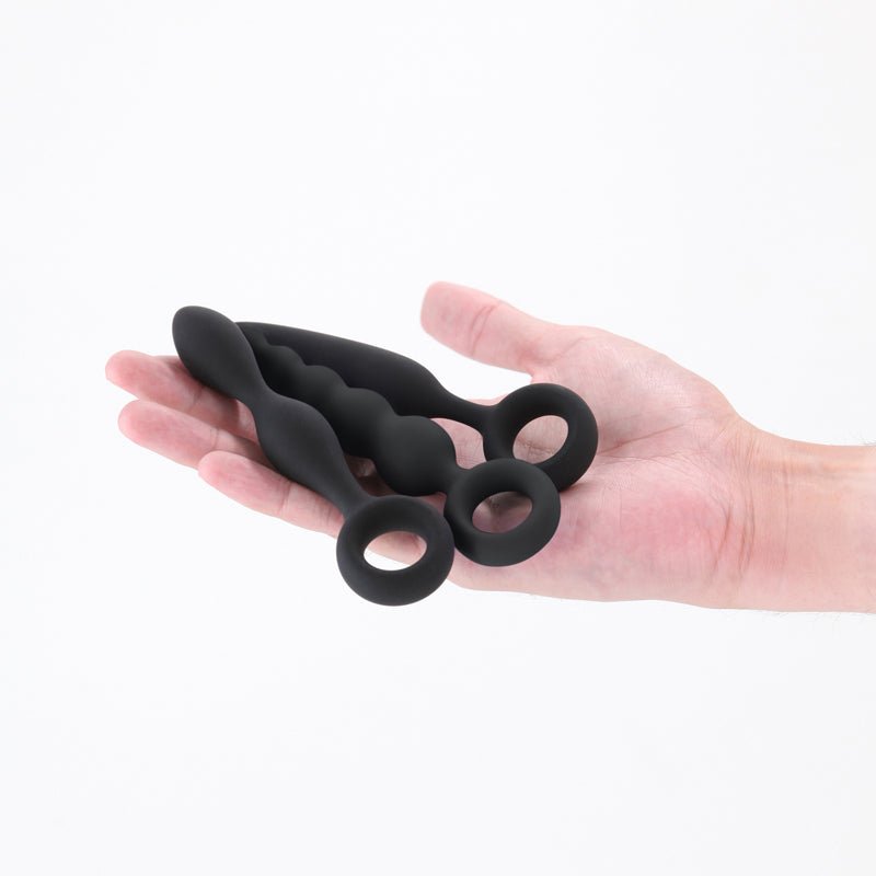 Renegade Trio Kit - Black - Black Butt Plugs - Set of 3 - Silk and Sin