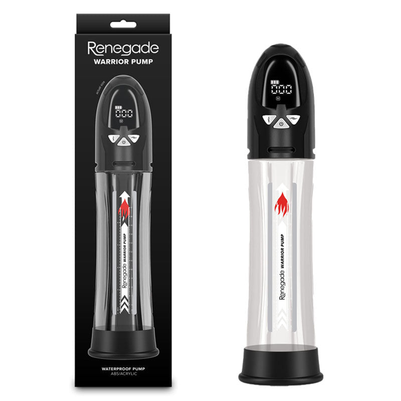 Renegade Warrior Pump - Black - Black/Clear Waterproof Automatic Penis Pump - Silk and Sin