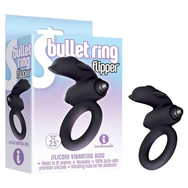 S-Bullet Ring - Flipper - Black Vibrating Cock Ring - Silk and Sin