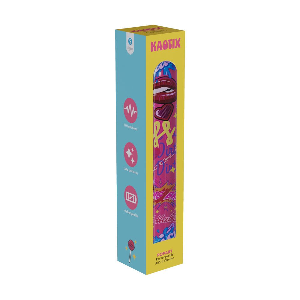 S - LINE Kaotix Pop Art - Pink 17.8 cm USB Rechargeable Vibrator - silkandsin