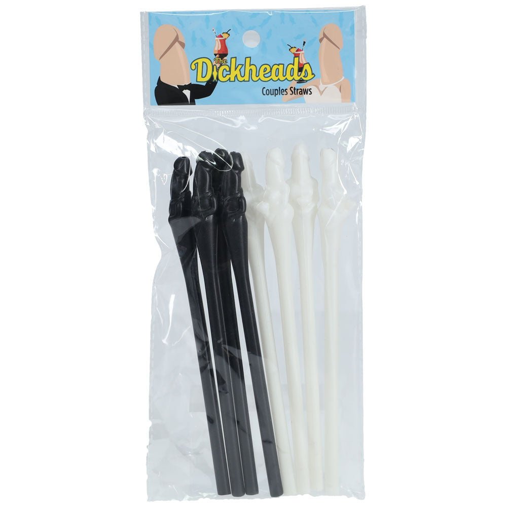 S - LINE The Dickheads - Couples Straws Black/White - Black/White Novelty Straws - 8 Pack - silkandsin