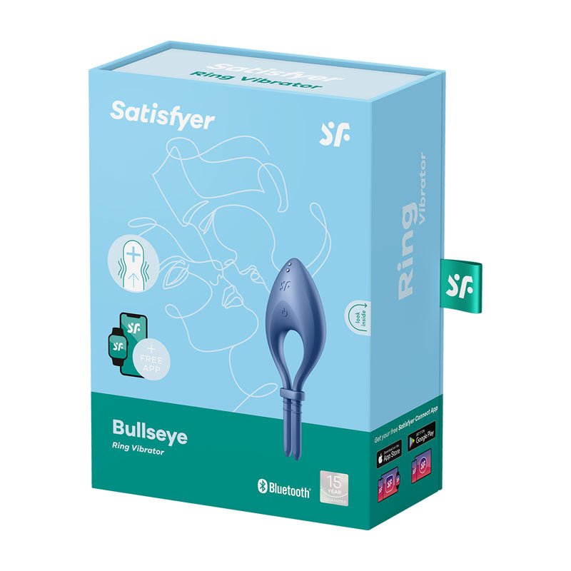 Satisfyer Bullseye - Blue - Blue Vibrating Adjustable Lasso Cock Ring - silkandsin