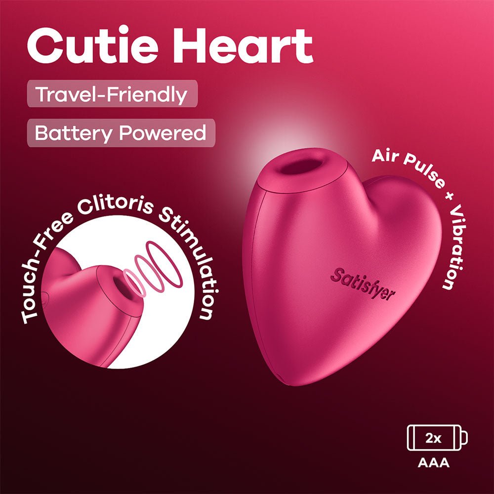 Satisfyer Cutie Heart - Battery Operated - Pink Air Pulsation Stimulator with Vibration - silkandsin