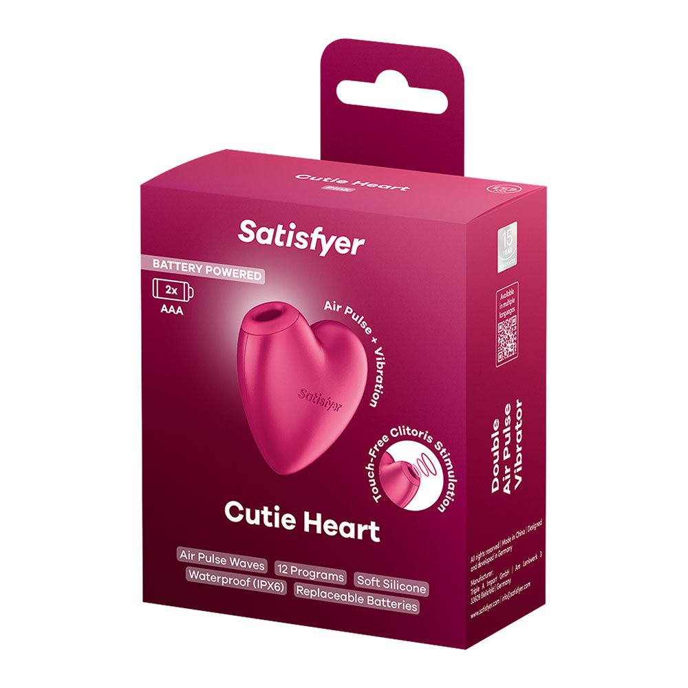 Satisfyer Cutie Heart - Battery Operated - Pink Air Pulsation Stimulator with Vibration - silkandsin