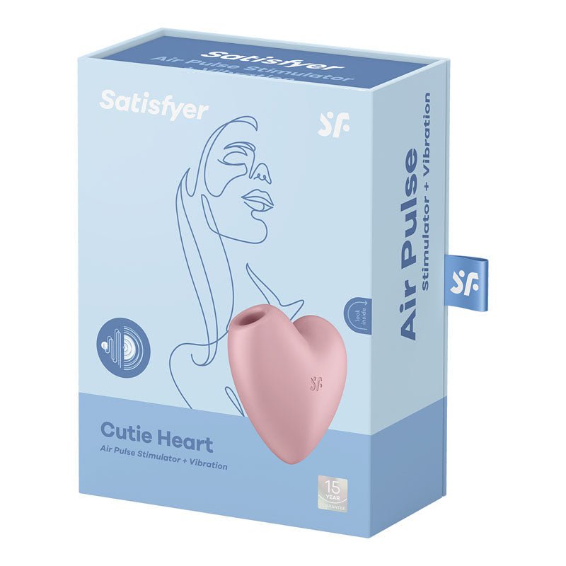 Satisfyer Cutie Heart - Light Pink - Light Pink USB Rechargeable Air Pulsation Stimulator with Vibration - silkandsin