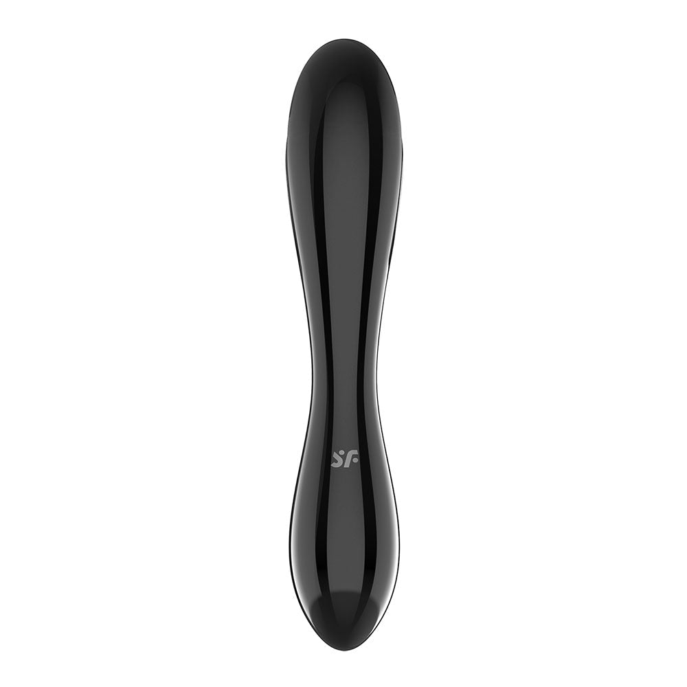 Satisfyer Dazzling Crystal 1 - Black - Black Glass Double Ended Dildo - Silk and Sin